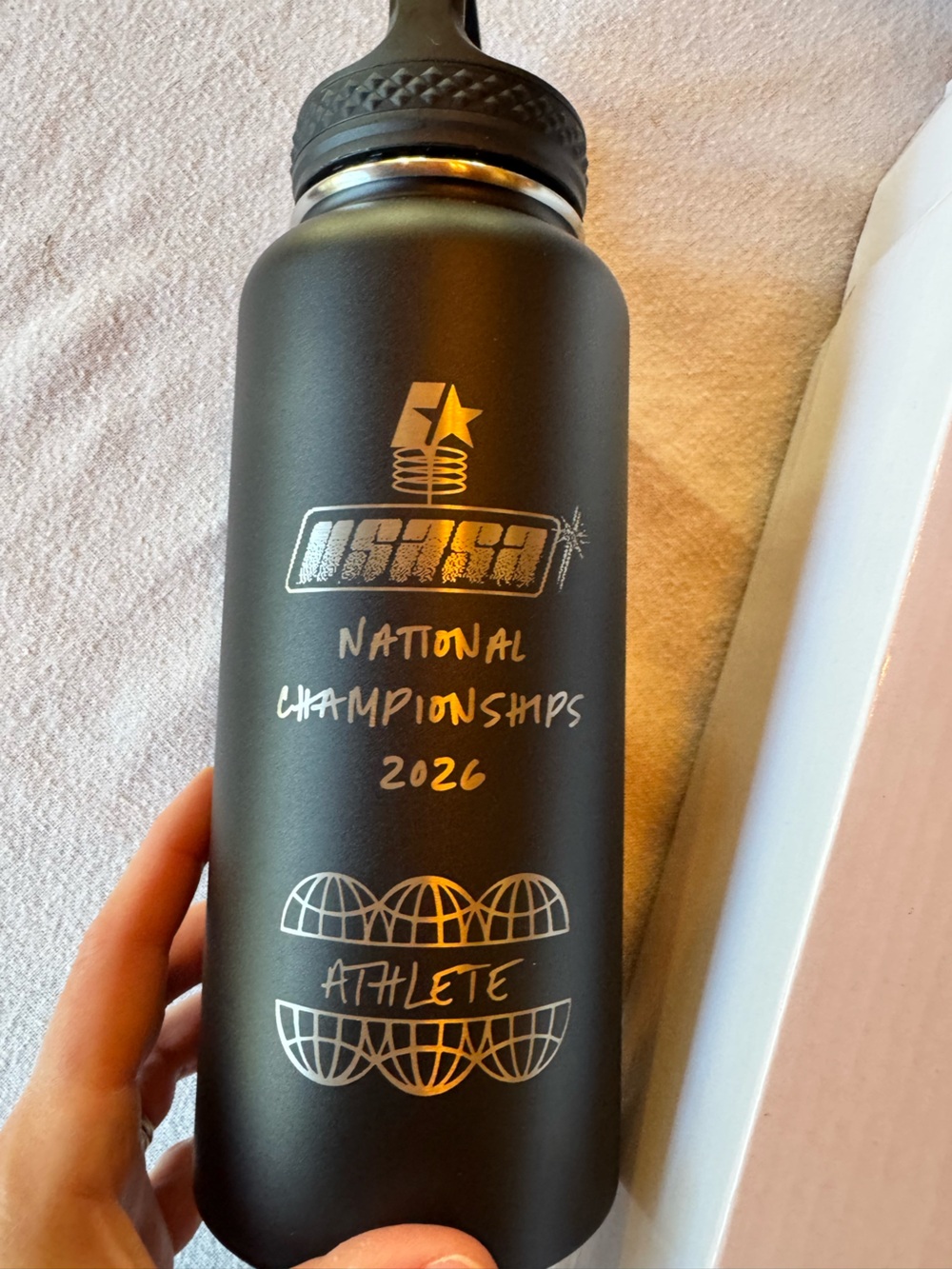 Matte Black USASA National Championships 2026 Reusable Water Bottle with Lid